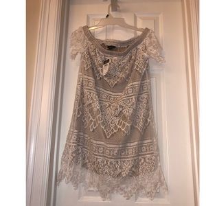 Rue 21 Cream Lace One Shoulder Dress